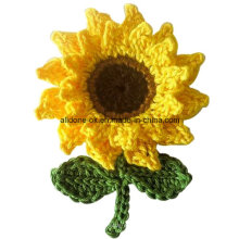 Cute Hand Crochet Sunflower avec des feuilles faites sur commande